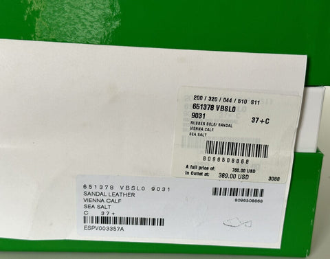 NIB $760 Bottega Veneta Calf Leather Sandals Shoes White 7.5 US 651378 Italy