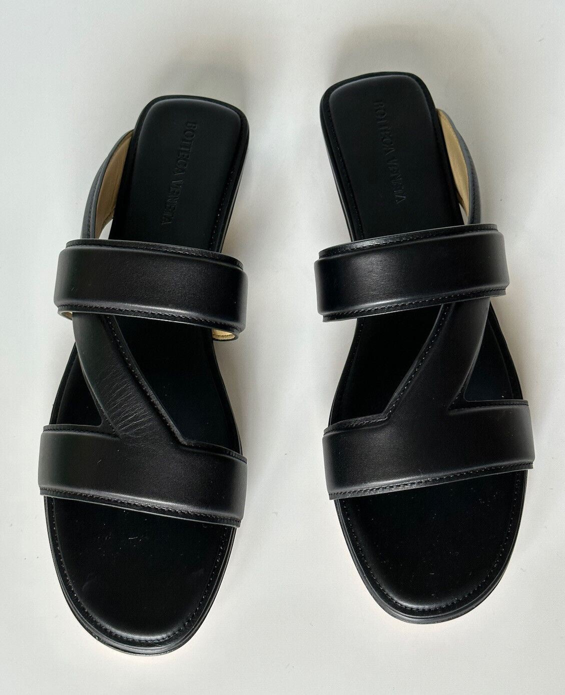 NIB $760 Bottega Veneta Calf Leather Mule Sandals Shoes Black 9.5 US 651374