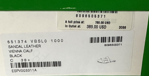 NIB $760 Bottega Veneta Calf Leather Mule Sandals Shoes Black 8.5 US 651374