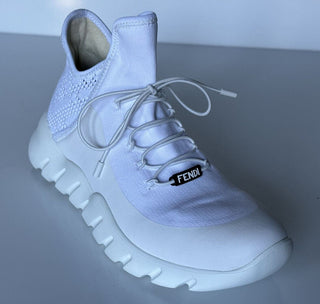 NIB $930 Fendi Mens Fabric/Leather White Sneakers 6 US (39 Euro) 7E1477 Italy