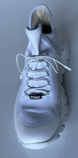 NIB $930 Fendi Mens Fabric/Leather White Sneakers 6 US (39 Euro) 7E1477 Italy