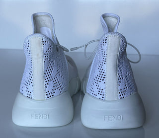 NIB $930 Fendi Mens Fabric/Leather White Sneakers 7 US (40 Euro) 7E1477 Italy