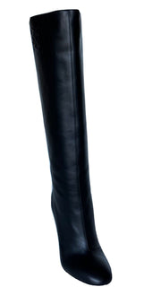 NIB $1550 Fendi Karligraphy Leather Knee Height Black Boots 8 US (38 Eu) 8W8223