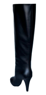 NIB $1550 Fendi Karligraphy Leather Knee Height Black Boots 8 US (38 Eu) 8W8223