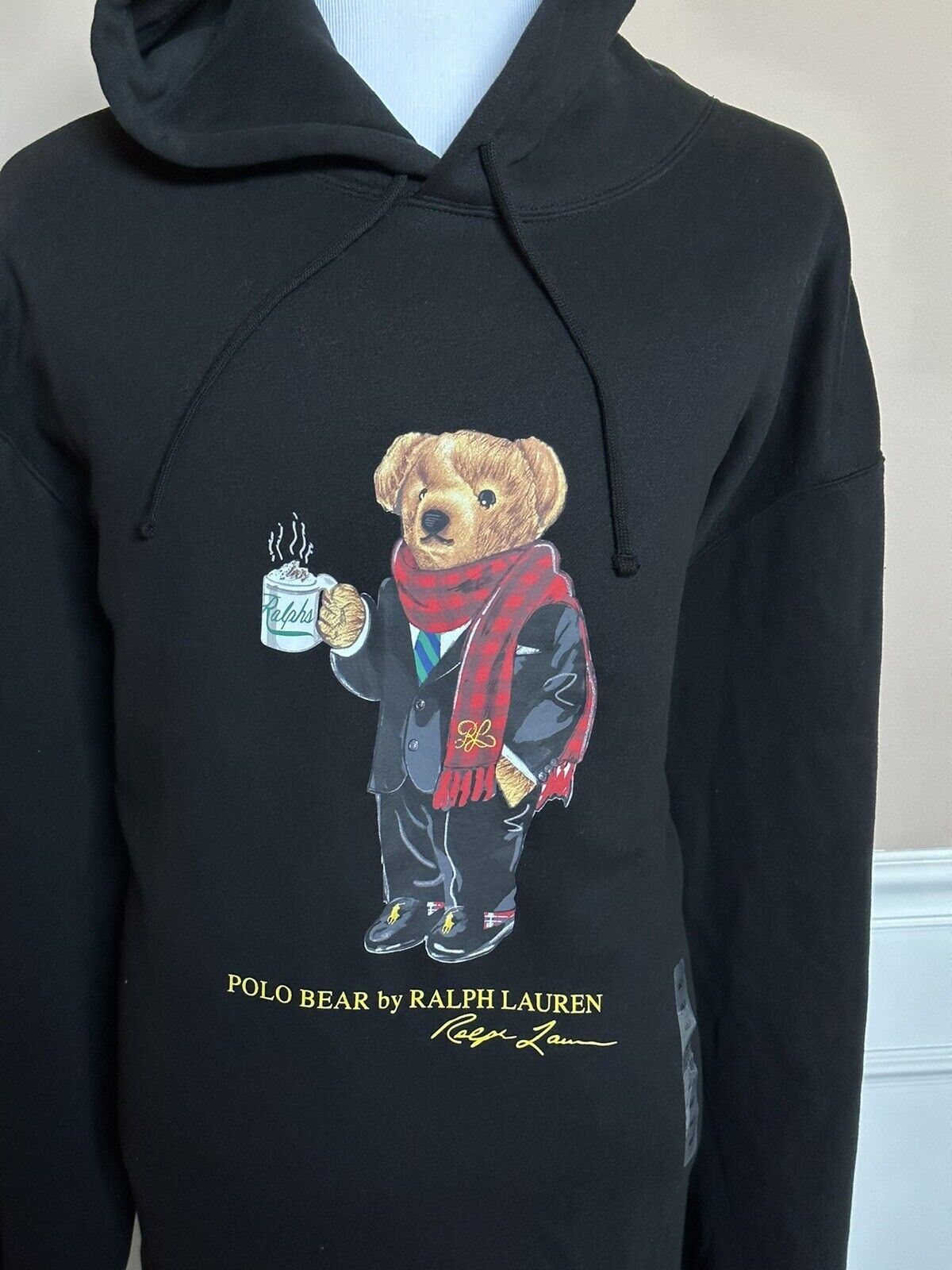 Neu mit Etikett: 198 $ Polo Ralph Lauren Bear Ralph Mug Big Tall Fleece-Hoodie Schwarz LT 