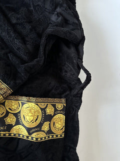 NWT $1500 Versace Medusa Хлопковый махровый банный халат, черный, средний ZACJ00008