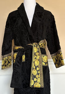 NWT $1500 Versace Medusa Хлопковый махровый банный халат, черный, средний ZACJ00008