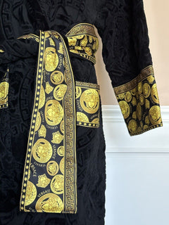 NWT $1500 Versace Medusa Хлопковый махровый банный халат, черный, средний ZACJ00008