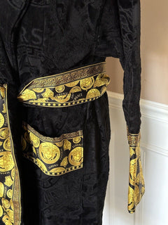 NWT $1500 Versace Medusa Хлопковый махровый банный халат, черный, средний ZACJ00008
