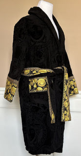 NWT $1500 Versace Medusa Хлопковый махровый банный халат, черный, средний ZACJ00008