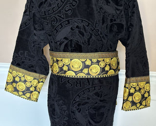 NWT $1500 Versace Medusa Хлопковый махровый банный халат, черный, средний ZACJ00008