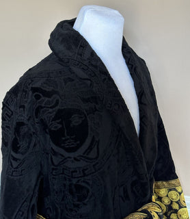 NWT $1500 Versace Medusa Хлопковый махровый банный халат, черный, средний ZACJ00008