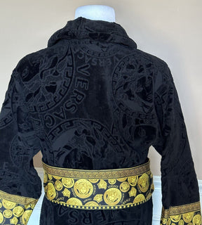 NWT $1500 Versace Medusa Хлопковый махровый банный халат, черный, средний ZACJ00008
