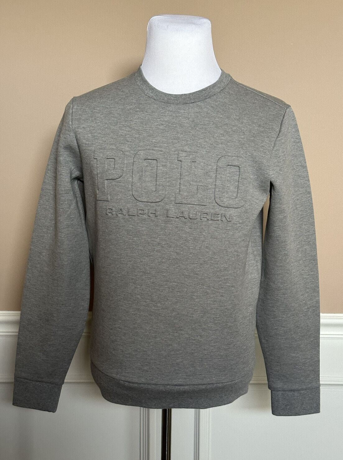 NWT $138 Polo Ralph Lauren Polo Embossed Fleece Sweatshirt Gray S/P