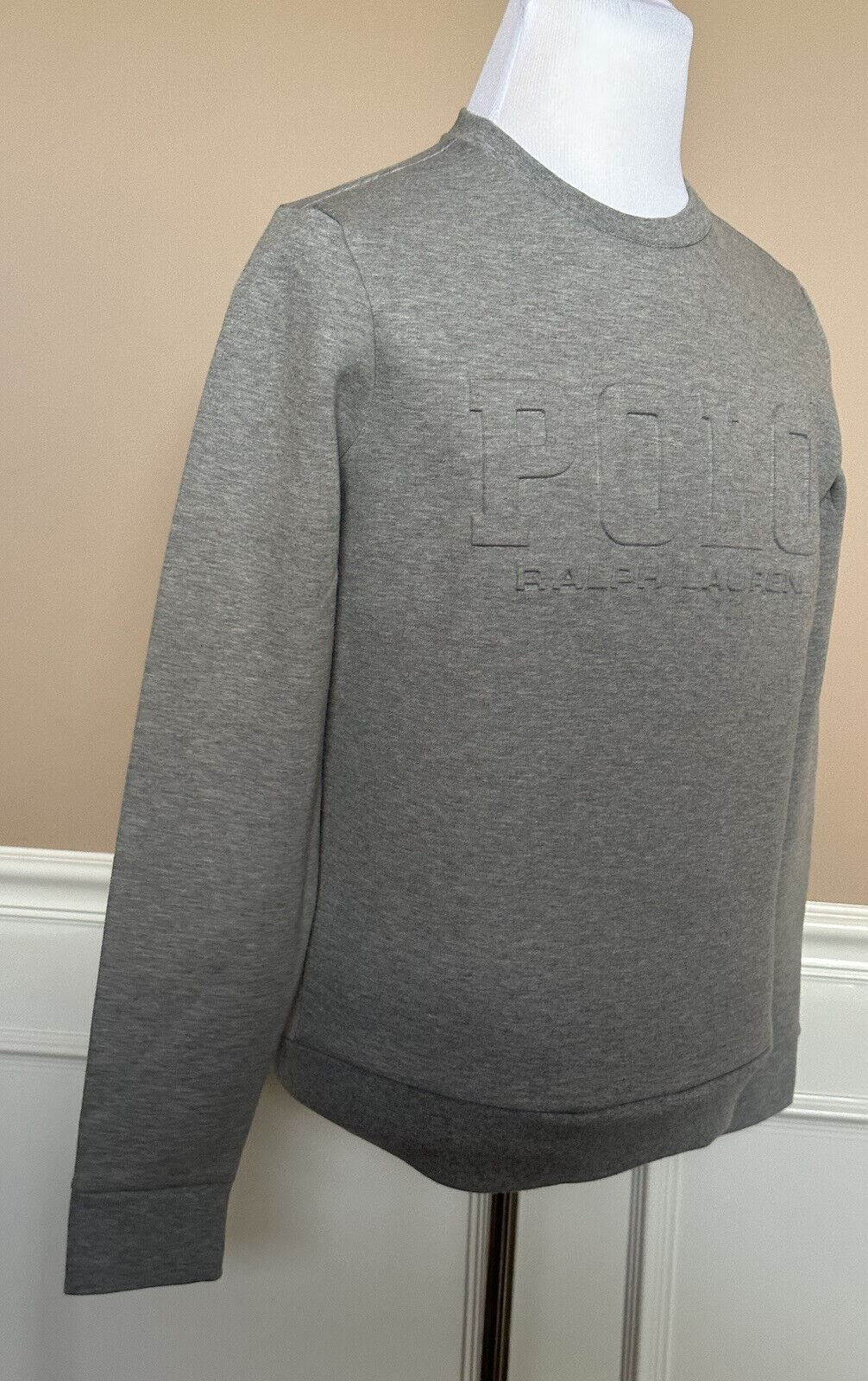 NWT $138 Polo Ralph Lauren Polo Embossed Fleece Sweatshirt Gray S/P