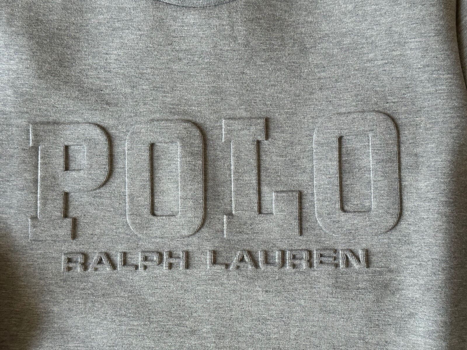 NWT $138 Polo Ralph Lauren Polo Embossed Fleece Sweatshirt Gray S/P