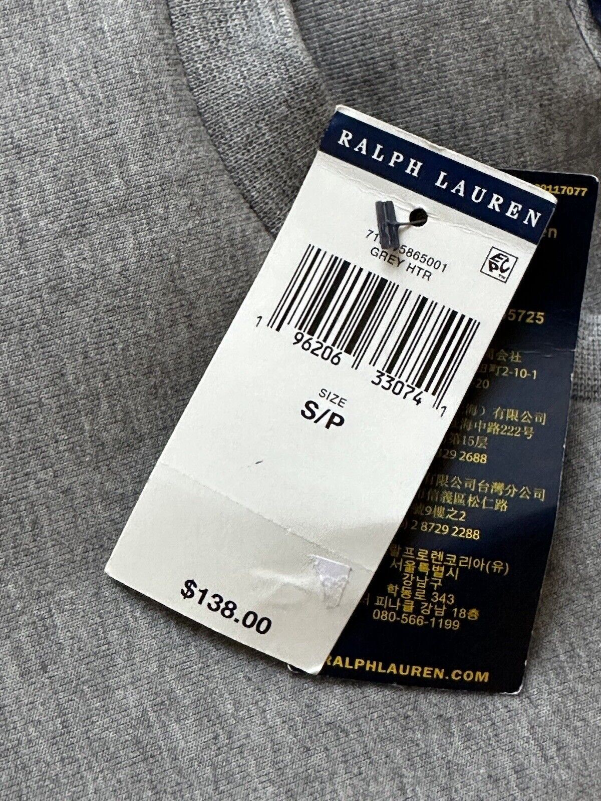 NWT $138 Polo Ralph Lauren Polo Embossed Fleece Sweatshirt Gray S/P