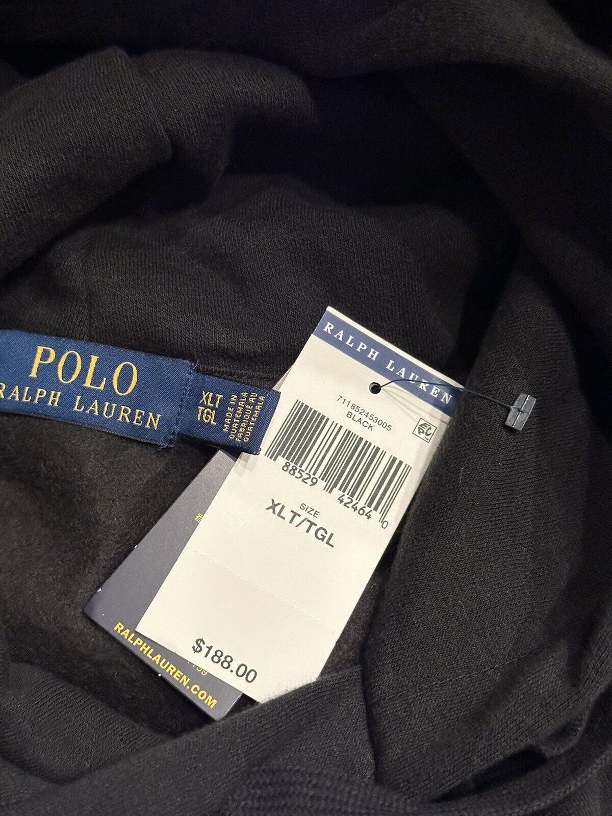 Neu mit Etikett: 188 $ Polo Ralph Lauren Bear Big &amp; Tall Fleece-Hoodie Schwarz XLT 