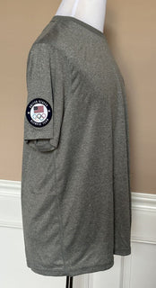 NWT $59,50 Polo Ralph Lauren USA Team Эластичная футболка с короткими рукавами, серая, L 