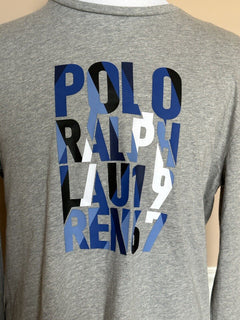 СЗТ 75 долларов США Polo Ralph Lauren Logo Хлопковая футболка с длинными рукавами и круглым вырезом Серая, L 