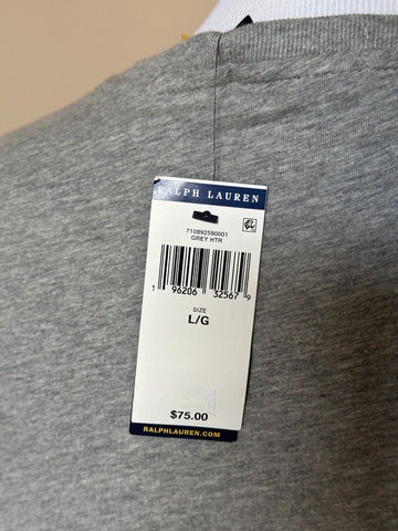 СЗТ 75 долларов США Polo Ralph Lauren Logo Хлопковая футболка с длинными рукавами и круглым вырезом Серая, L 