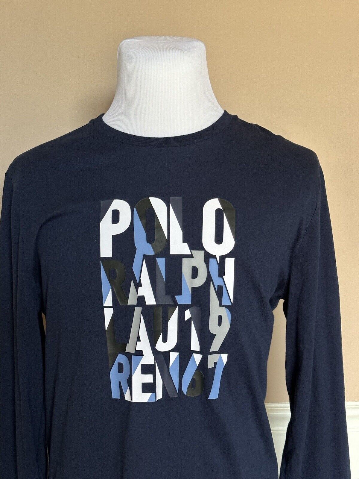 СЗТ 75 долларов США Polo Ralph Lauren Logo Хлопковая футболка с длинными рукавами и круглым вырезом Синяя M 