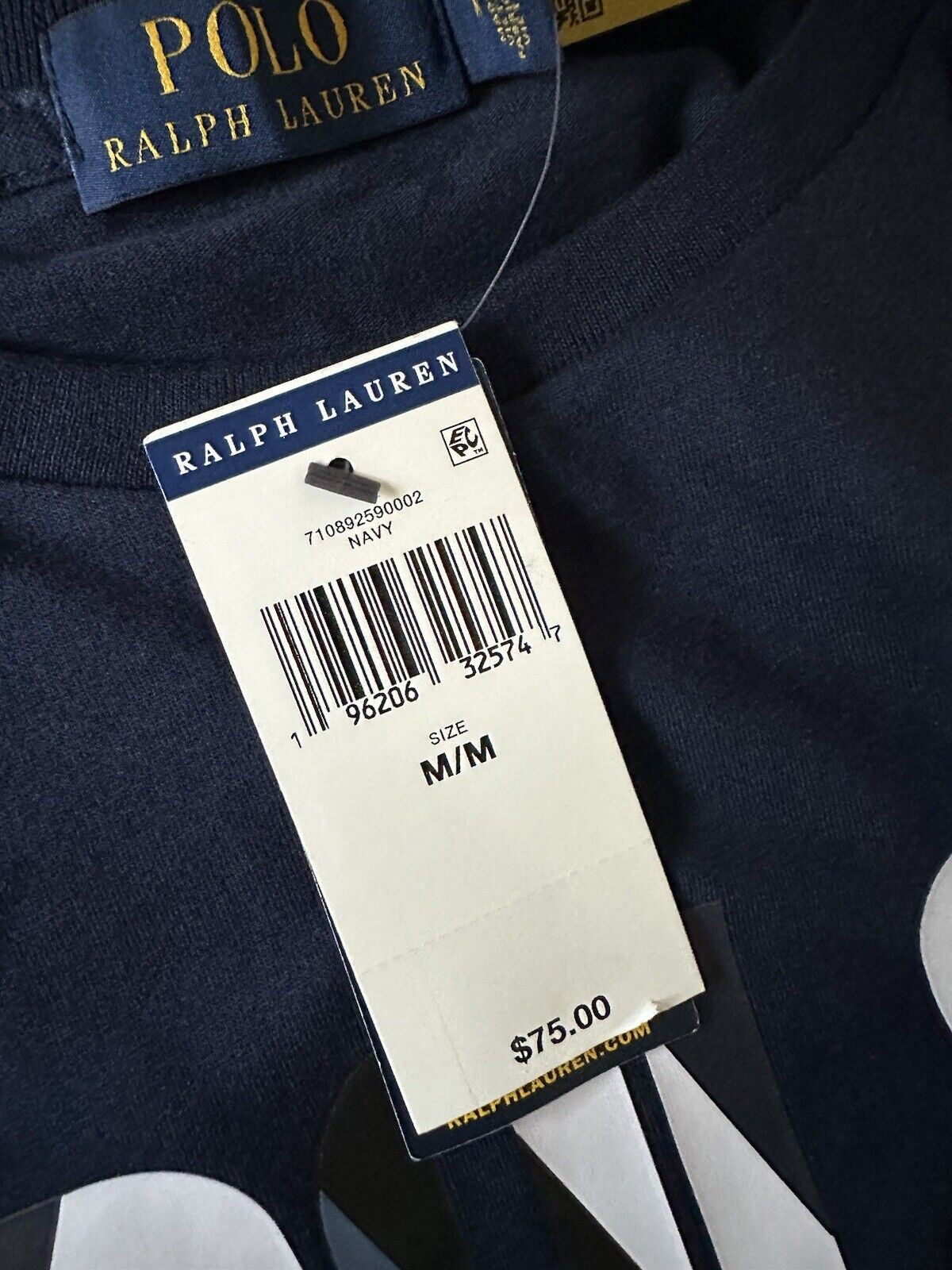 СЗТ 75 долларов США Polo Ralph Lauren Logo Хлопковая футболка с длинными рукавами и круглым вырезом Синяя M 