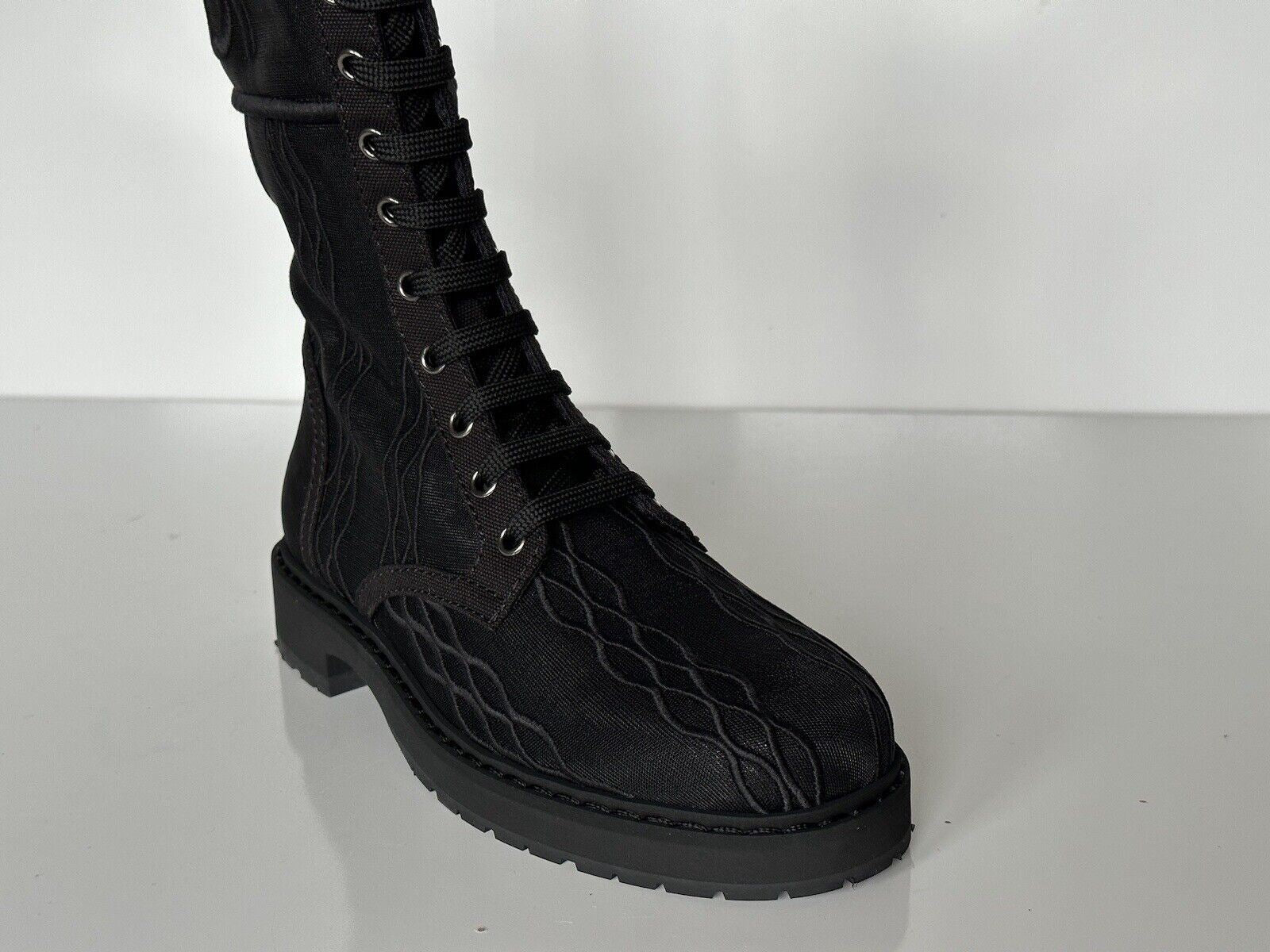 NIB $1100 Fendi Black Biker Canvas Ankle Height Boots 7 US (37 Euro) Italy