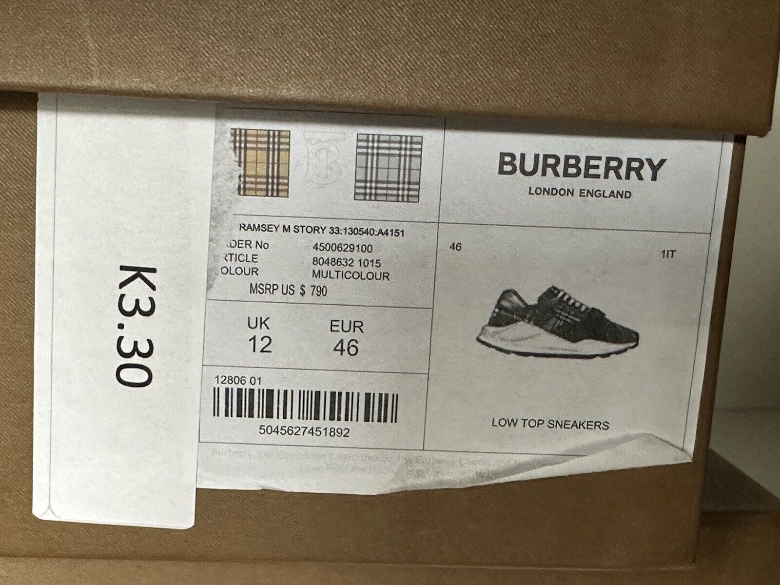 NIB $790 Burberry Men's Ramsey Multicolor Sneakers 13 US (46Euro) 8048632 Italy