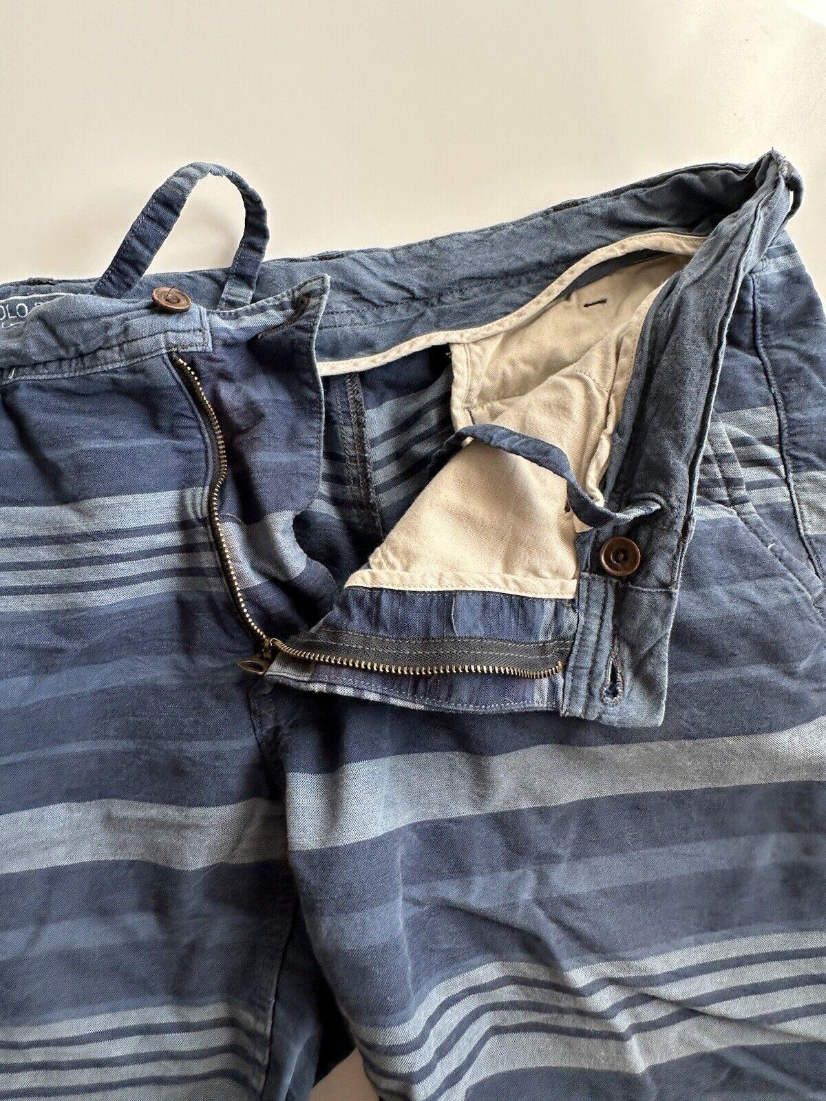 Мужские шорты прямого кроя в синюю полоску Polo Ralph Lauren, размер 33, США 