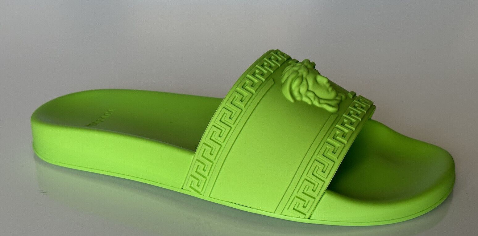 NIB Versace Medusa Head Slides Sandalen Neongrün 8 US (41 Euro) DSU5883 Italien 