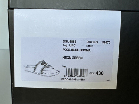 NIB Versace Medusa Head Slides Sandalen Neongrün 10 US (43 Euro) DSU5883 Italien 