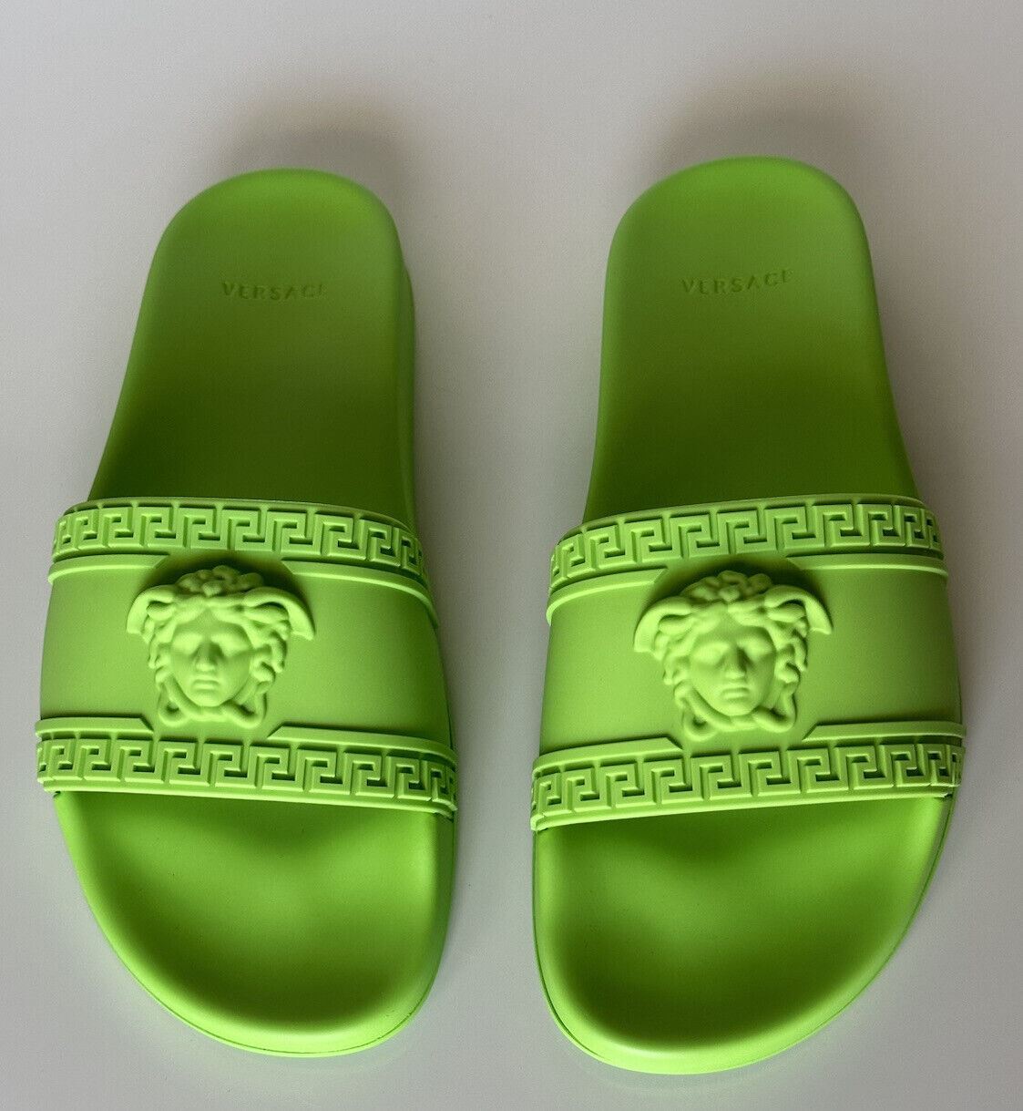 NIB Versace Medusa Head Slides Sandals Neon Green 10 US (43 Euro) DSU5883 Italy