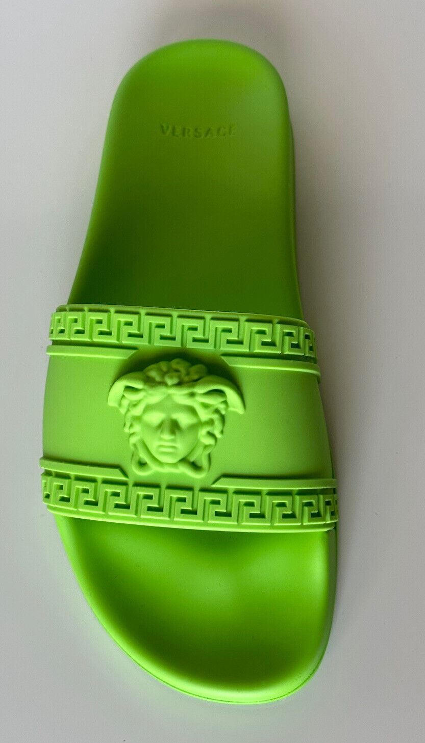 NIB Versace Medusa Head Slides Sandals Neon Green 12 US (45 Euro) DSU5883 Italy