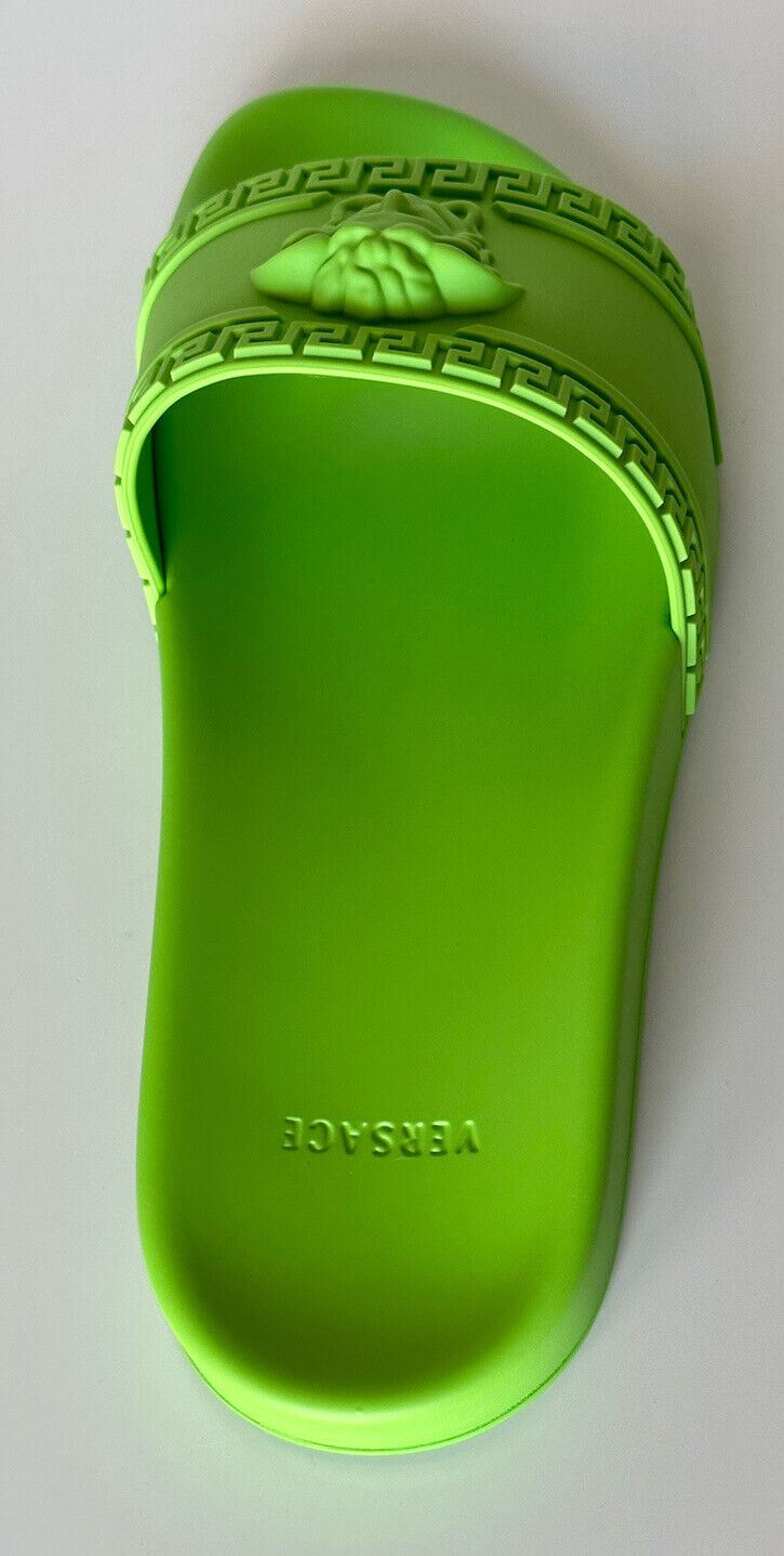 NIB Versace Medusa Head Slides Sandals Neon Green 12 US (45 Euro) DSU5883 Italy