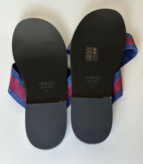 NIB Versace Greca Crisscross Синие/красные шлепанцы 8 США (41 евро) 1006273 