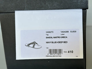 NIB Versace Greca Crisscross Синие/красные шлепанцы 8 США (41 евро) 1006273 