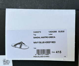 NIB Versace Greca Crisscross Blue/Red Slides Sandals 8.5 US (41.5 Euro) 1006273