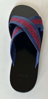 NIB Versace Greca Crisscross Blue/Red Slides Sandals 8.5 US (41.5 Euro) 1006273