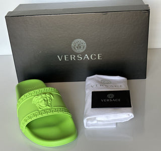NIB Versace Босоножки-шлепанцы Medusa Head Neon Green 13 США (46 евро) DSU5883 Италия 