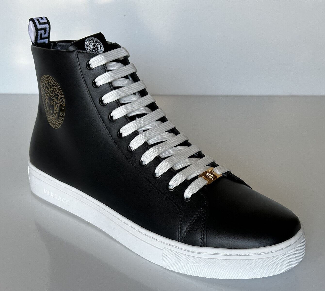 NWT $950 Versace Leather Medusa Logo Black High-top Sneakers 13.5 (46.5) 1002782