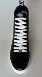 NWT $950 Versace Черные кожаные высокие кеды с логотипом Medusa 13,5 (46,5) 1002782
