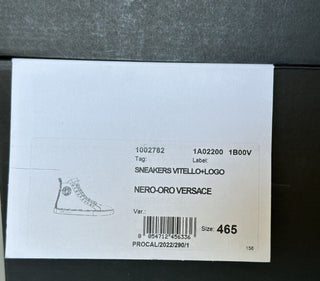 NWT $950 Versace Черные кожаные высокие кеды с логотипом Medusa 13,5 (46,5) 1002782