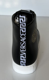 NWT $950 Versace Черные кожаные высокие кеды с логотипом Medusa 13,5 (46,5) 1002782