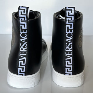 NWT $950 Versace Черные кожаные высокие кеды с логотипом Medusa 13,5 (46,5) 1002782