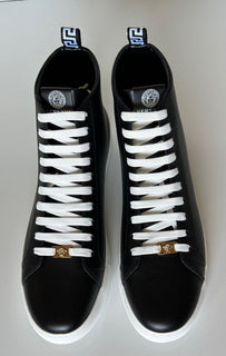 NWT $950 Versace Черные кожаные высокие кеды с логотипом Medusa 13,5 (46,5) 1002782
