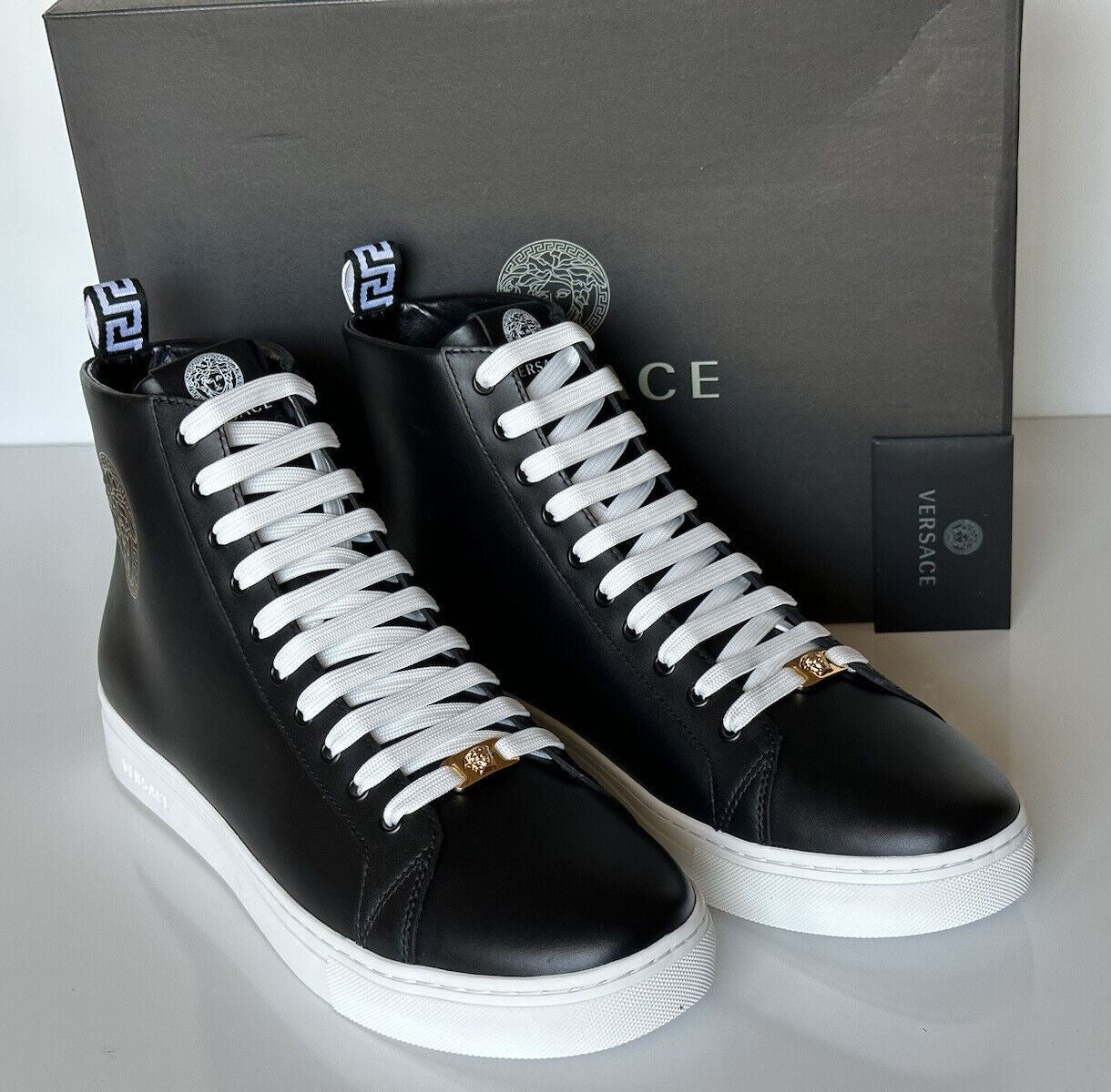 NWT $950 Versace Leather Medusa Logo Black High-top Sneakers 13.5 (46.5) 1002782