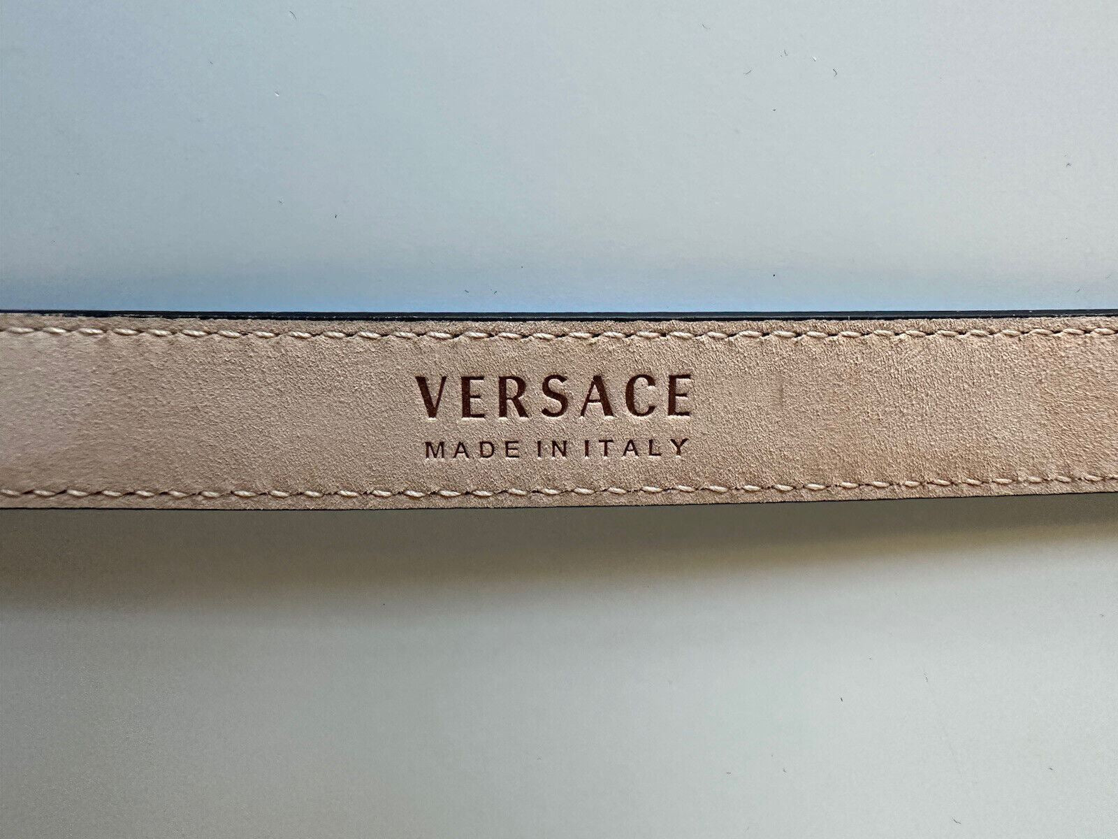 NIB $425 Versace Medusa-Buckle Blue Slim Leather Belt 95 (38) IT DCDI145