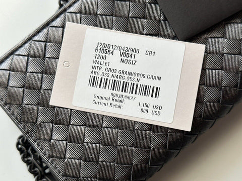 NWT $1150 Мини-сумка на плечо Bottega Veneta Leathers Intrecciato Серая 610664 