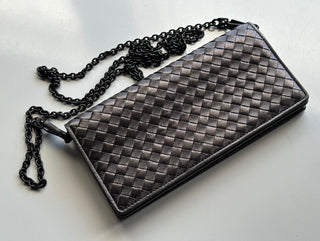 NWT $1150 Мини-сумка на плечо Bottega Veneta Leathers Intrecciato Серая 610664 